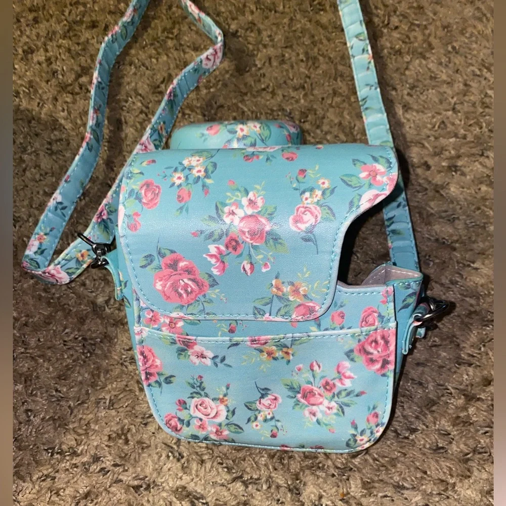 Blue Floral Camera Crossbody Bag For Fujifilm Mini 11/ Mini 9 / Mini 8/8+